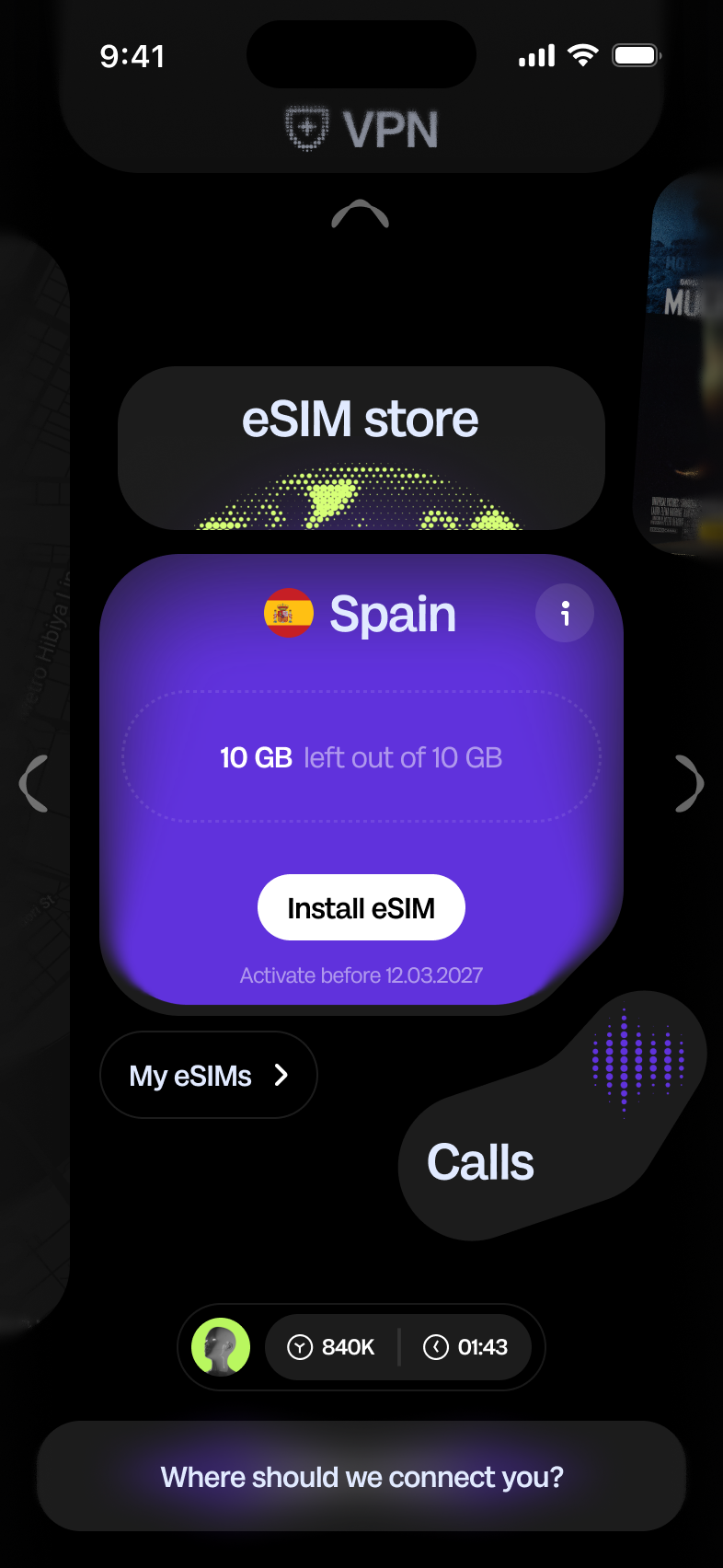 Main Hub — active eSIM